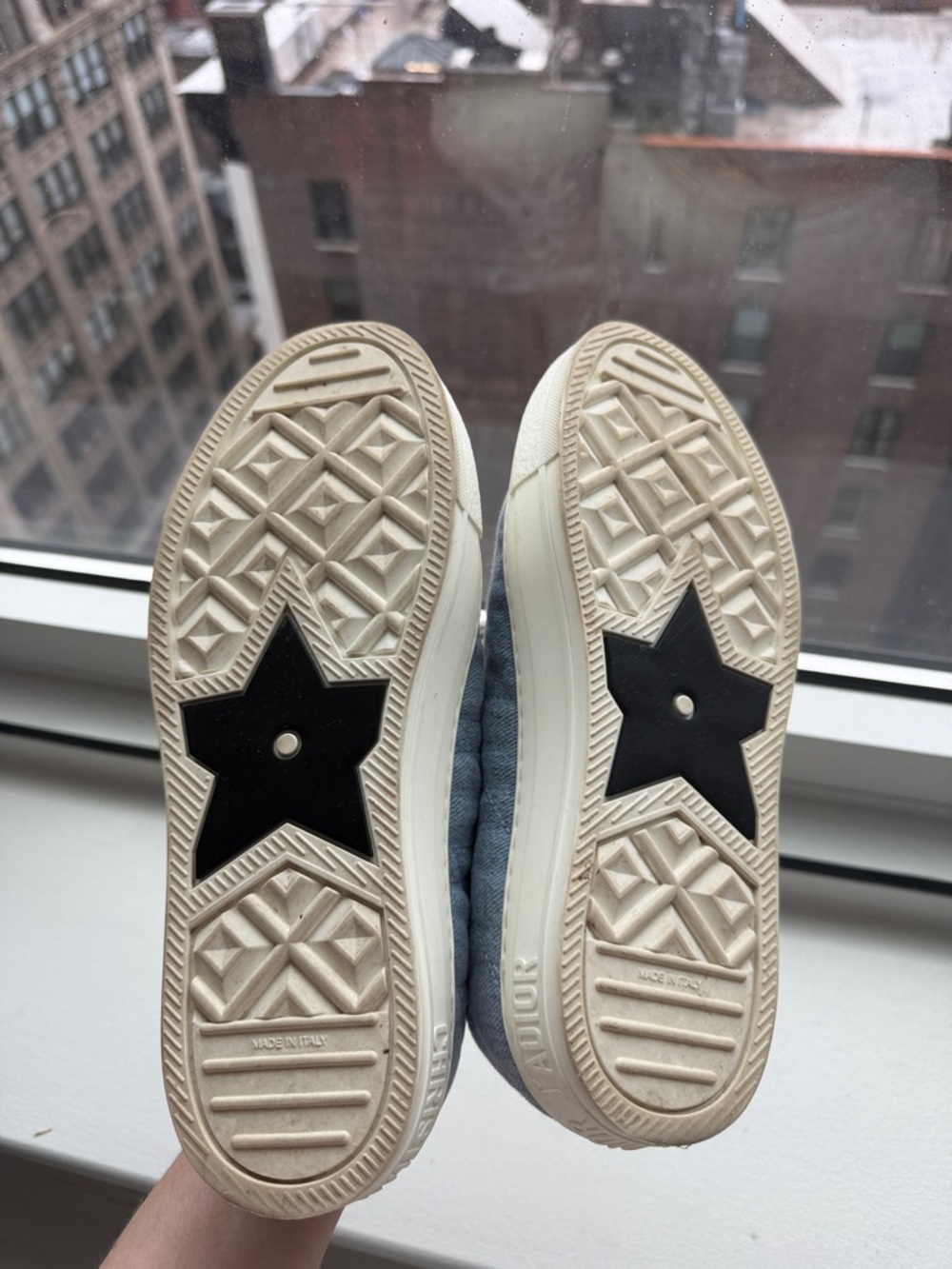 Dior Blue Canvas Low-Top Sneaker with Cream Trim - Picture 4 of 6